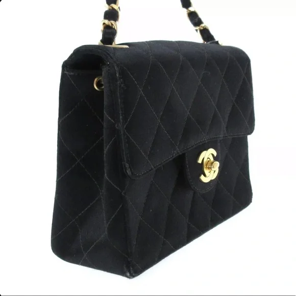 💜CHANEL Mini Matelasse Chain Shoulder Crossbody Bag Satin - Picture 3 of 12